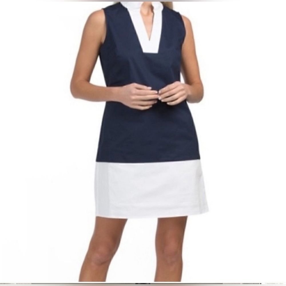 Sail To Sable Navy And White Color Block Tunic Dr… - image 1